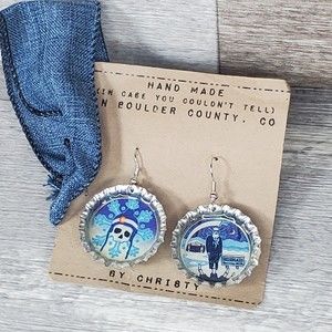 Handmade Bottle Cap Ear rings from Boulder Colorado.  Preowned Unused by Christy